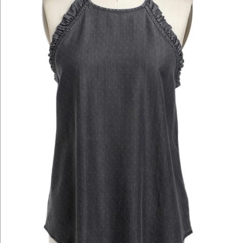 Grey Mini Ruffle High Neck Tank - Picture 1 of 2